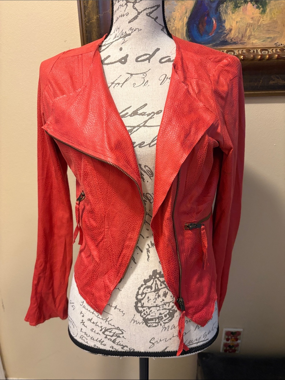 Georgie Faux Leather Fabric Asymmetrical Zip Bomber Jacket